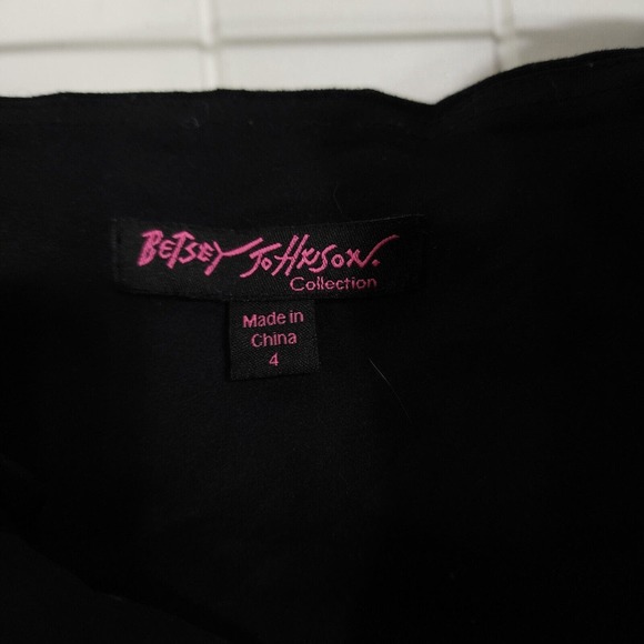 Vtg Betsey Johnson Womens Dress Black Denim Studded Zip Strapless Y2K 90s Sz 4 S - Picture 9 of 10